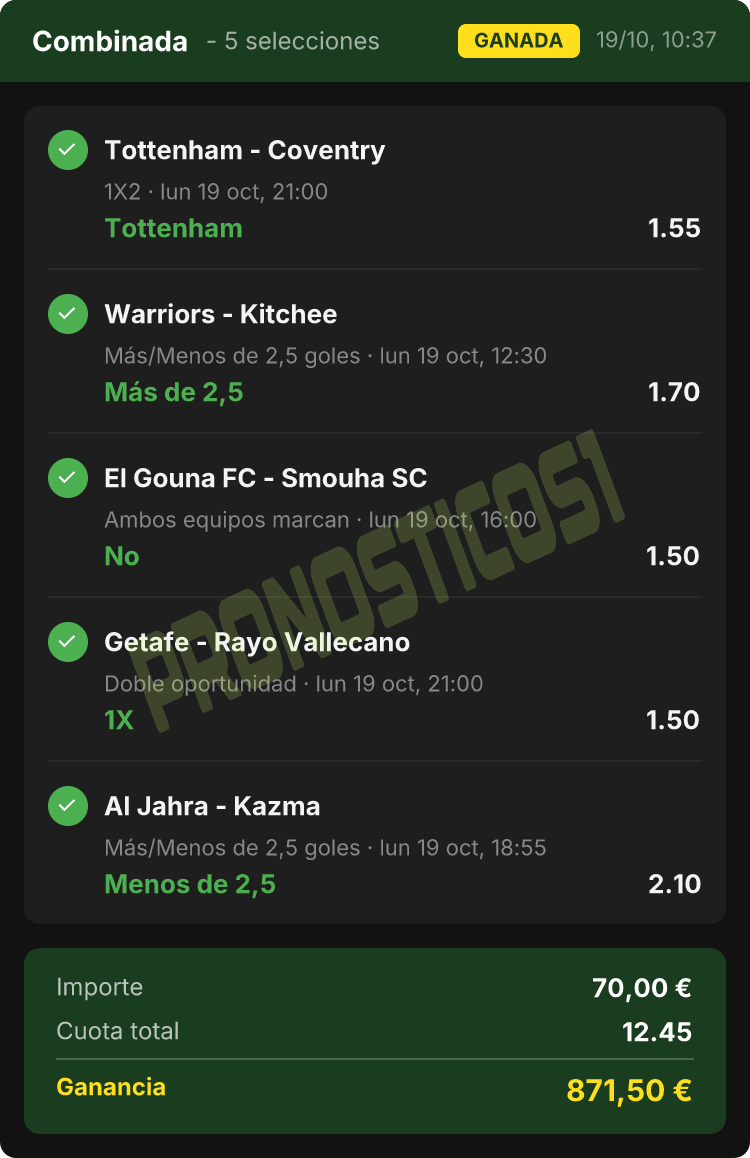 Boleto de PRONOSTICOS1 de ayer